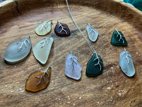 Leaf Scottish Seaglass 925 Pendants
