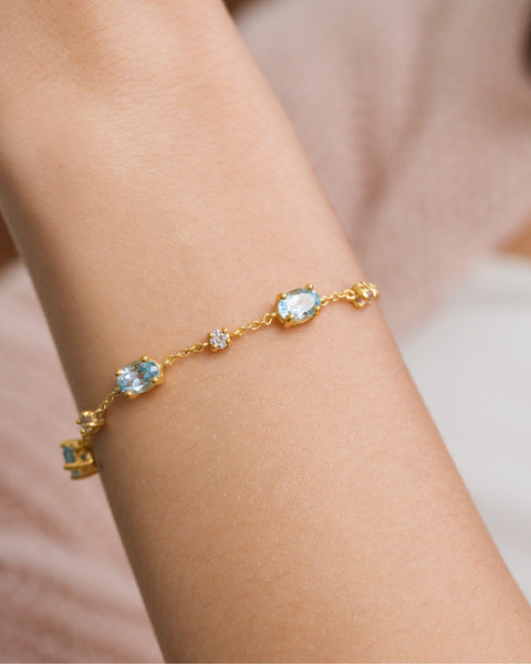 Blaues Topas-Armband aus 18-karätigem Gold Vermeil
