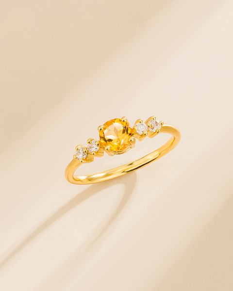 Citrin-Fünfsteinring in 18K vergoldetem Sterlingsilber