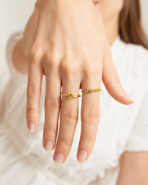 Coffret cadeau de bijoux péridot pour tous les jours en vermeil or 18 carats