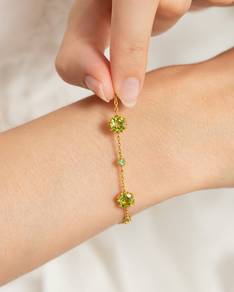 Schmuckset aus Smaragd und Peridot in 18-karätigem Gold Vermeil