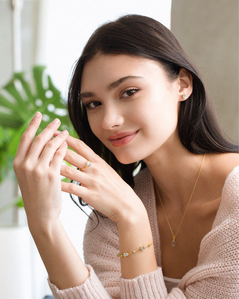 Essentielles Schmuckset mit blauem Topas in 18-karätigem Gold Vermeil