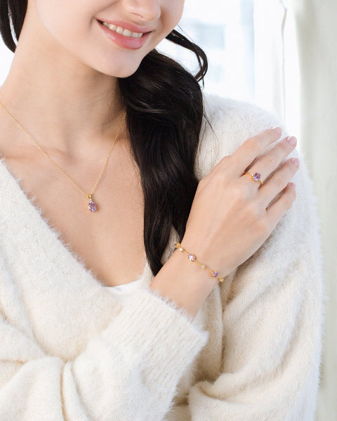 Mini-ensemble 2 - Ensemble de bijoux en améthyste et vermeil 18 carats