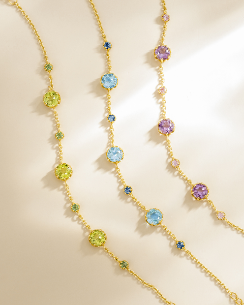Armband mit blauem Saphir und blauem Topas in 18-karätigem Gold Vermeil