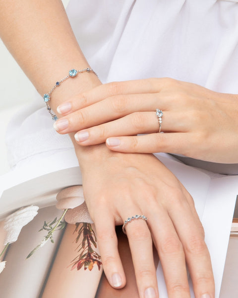 Schmuckset mit blauem Topas in Sterlingsilber