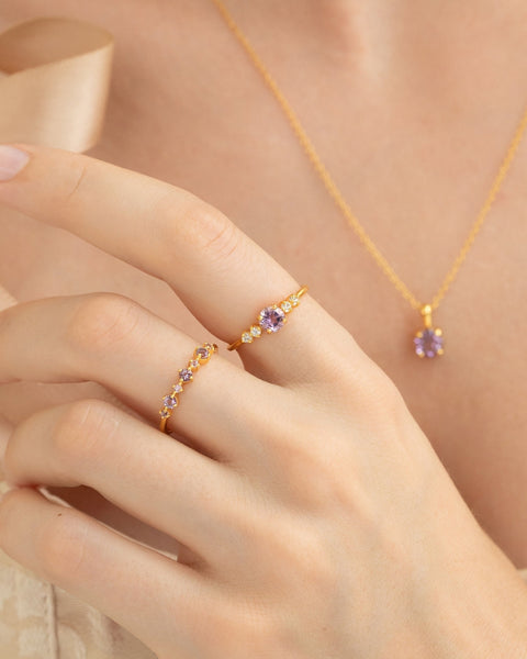 Lavendel-Amethyst-Schmuckset für jeden Tag in 18-karätigem Gold-Vermeil