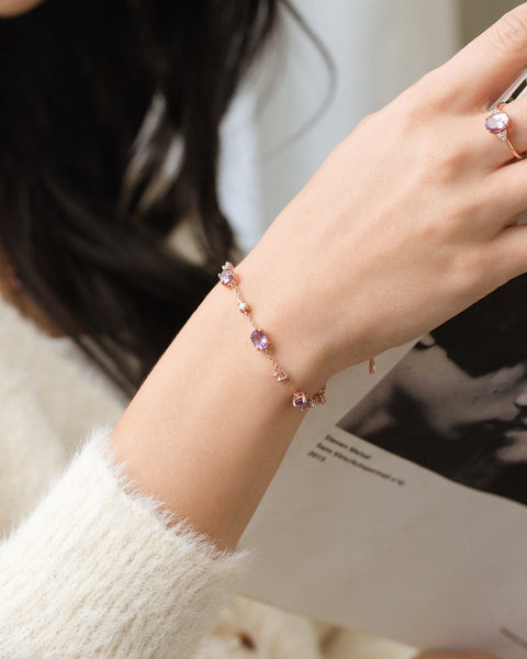 Lavendelfarbenes Amethyst-Armband in 18-karätigem Roségold-Vermeil