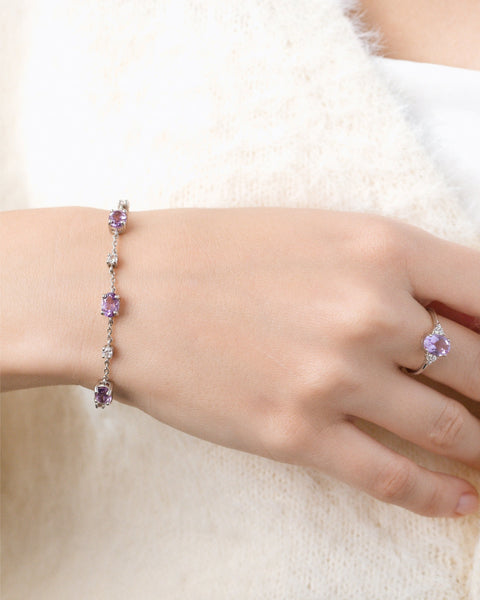 Bracelet en argent sterling avec améthyste lavande
