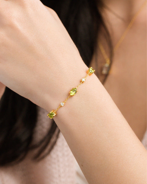 Peridot-Armband aus 18-karätigem Gold Vermeil