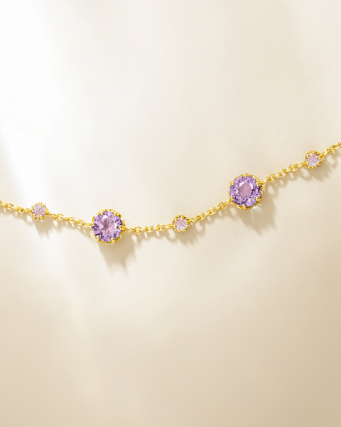 Schmuckset aus rosa Saphir und Amethyst in 18-karätigem Gold Vermeil