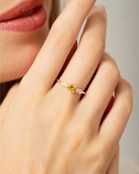 Citrine Five Stone Ring in Sterling Silver