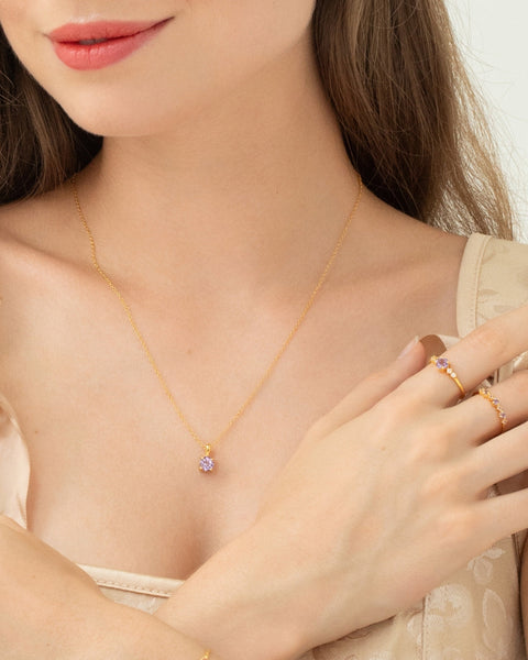 Lavendel-Amethyst-Schmuckset für jeden Tag in 18-karätigem Gold-Vermeil