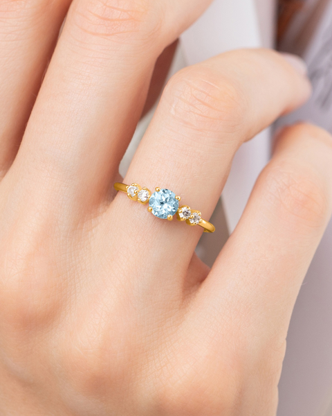 Schmuckset mit blauem Topas in 18-karätigem Gold-Vermeil