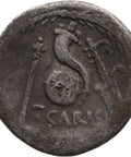 46 BC Roman Republic Denarius Titus Carisius T•CARISI Rome Mint