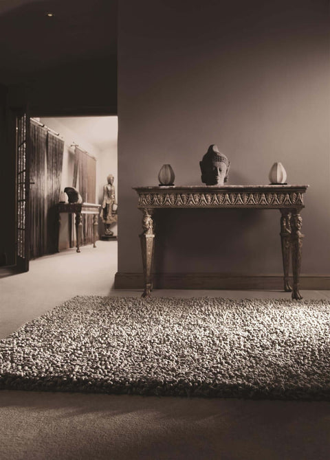 Maine Grey Shaggy Pile Wool Rug