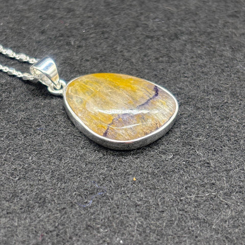 Blue John Fluorite Pendant in Sterling Silver