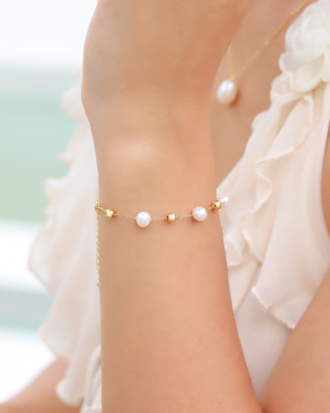 Perlenarmband aus 18-karätigem Gold Vermeil