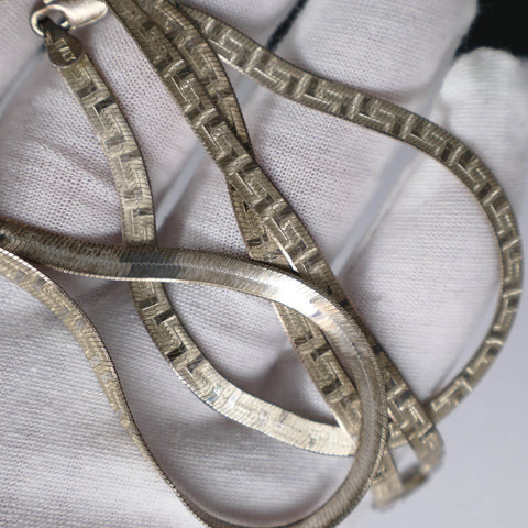 Necklace and Bracelet Set Greek Key Pattern Used Italian 925 Silver