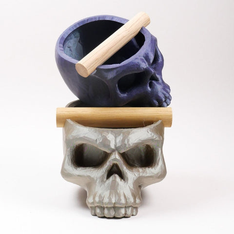 Gothic Skull Espresso Knock Box with Oak Bar