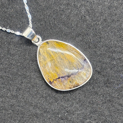 Blue John Fluorite Pendant in Sterling Silver