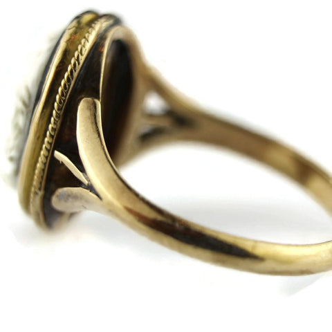 1854’s Victorian Ring Gold Cameo Antique 15ct Carved Hardstone , Painter Raphael.