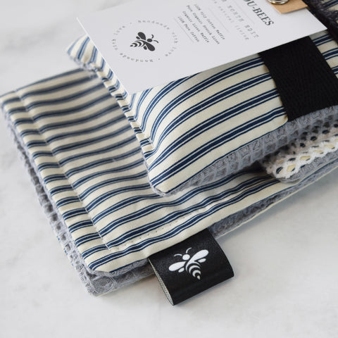 French Inspired Navy Stripe Kitchen Trio