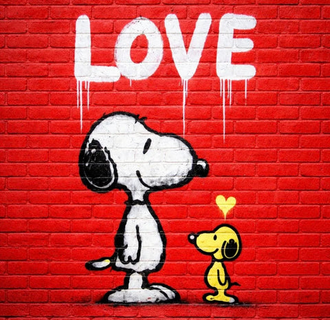 EMIR BERCUTTE - SNOOPY STREET ART LOVE 14 - Toile L