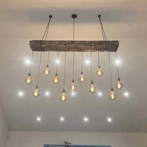 Chunky Wooden Beam Chandelier XXL Long Drop