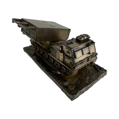 Multi launch rocket System (MLRS) cold cast bronze military statue.