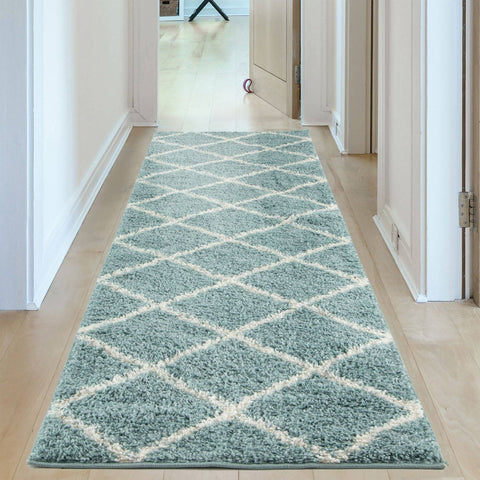 Moroccan Duck Egg Blue Shaggy Rug | 550