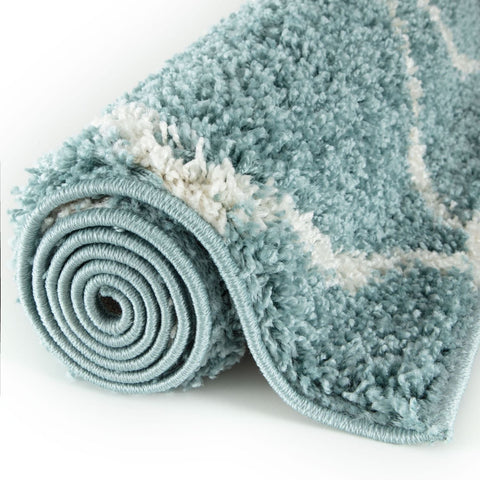 Moroccan Duck Egg Blue Shaggy Rug | 550
