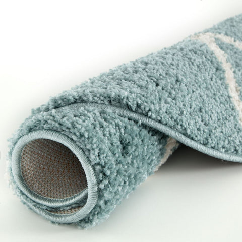 Moroccan Duck Egg Blue Shaggy Rug | 550