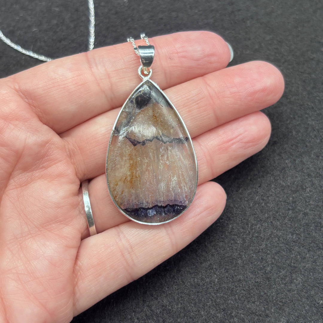 Blue John Fluorite Pendant in Sterling Silver