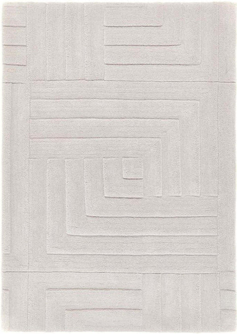 Maze Grey Geometric Wool Rug