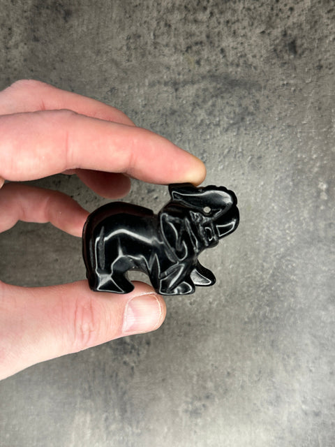 Schwarzer Obsidian - Elefant