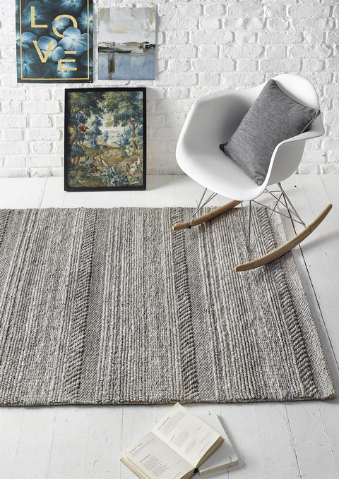 Tapis en tricot épais Naturel/Gris