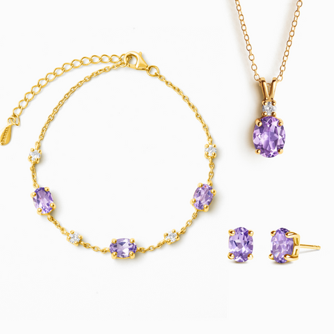 Essentielles Amethyst-Schmuckset in 18-karätigem Gold Vermeil