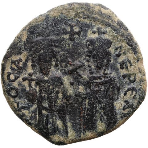 602 - 610 Byzantine Empire Follis Phocas and Leontia 40 Nummi