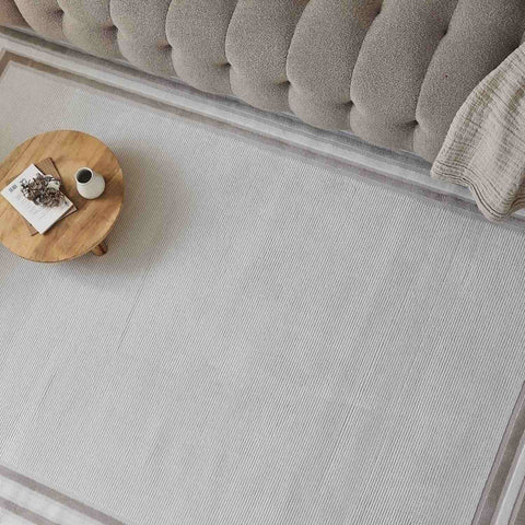 Carmel Cream-Beige Bordered Rug | 6060