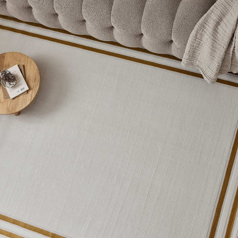 Tapis Carmel crème à bordure dorée | 6060