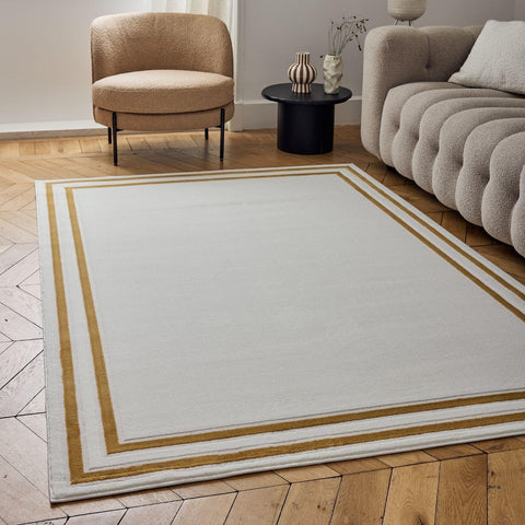 Tapis Carmel crème à bordure dorée | 6060