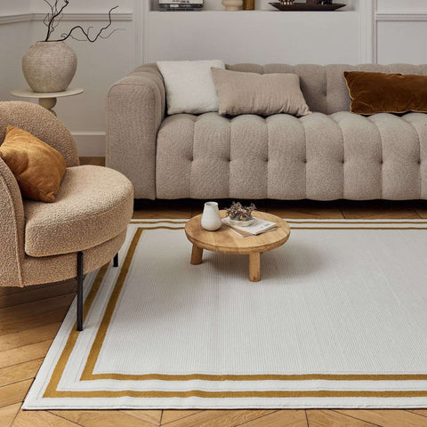 Tapis Carmel crème à bordure dorée | 6060