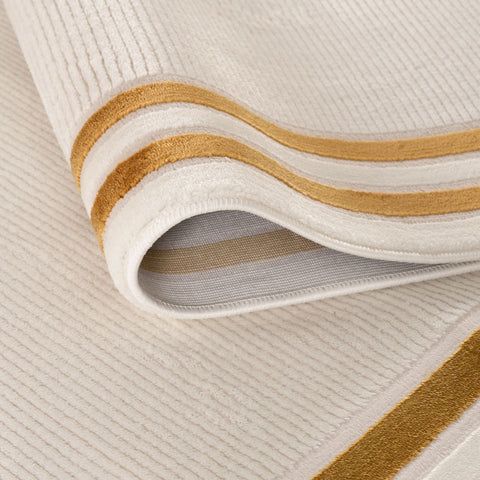 Tapis Carmel crème à bordure dorée | 6060
