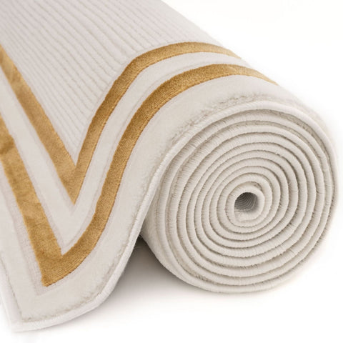 Tapis Carmel crème à bordure dorée | 6060