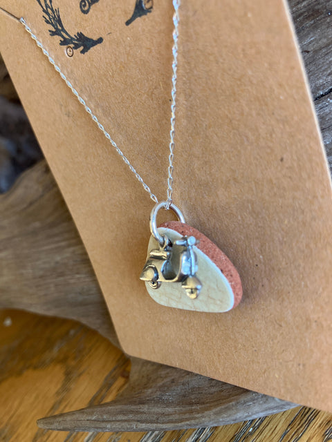 Scooter Vespa Scottish Sea Pottery 925 pendant