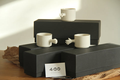 Gesture Ceramic Mug – Handmade Porcelain Coffee Cup (Rock-Paper- Scissors set)