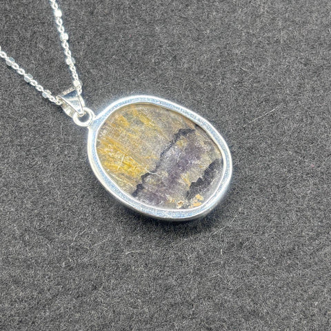 Blue John Fluorite Pendant in Sterling Silver