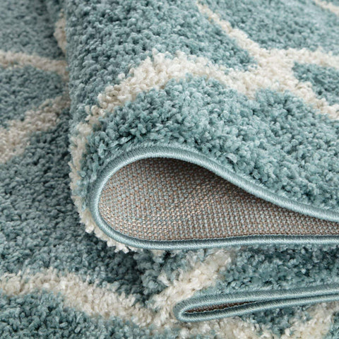 Moroccan Duck Egg Blue Shaggy Rug | 750