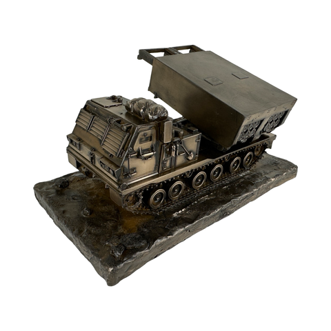 Multi launch rocket System (MLRS) cold cast bronze military statue.