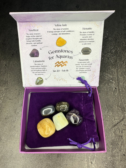 Wassermann Kristall-Trommelstein-Geschenkset – Bündel